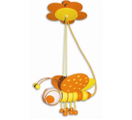 Waldi 90123.2 Dětská lampa dřevěné závěsné světlo E27 včelka Orange/žlutá