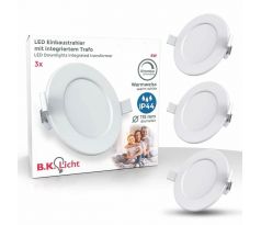 B.K.Licht 3 x B.K.Licht LED zapuštěné panelové světlo bílé kulaté Ø11,5cm IP44 3 x 6W 1350lm teplá bílá 3000K extra ploché STÍMOVATELNÉ