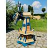 DARLUX šestihranný dvoupatrový zahradní větrný mlýn ze dřeva přírodní/modrá výška 93 cm