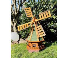 DARLUX Šestihranný zahradní větrný mlýn DARLUX vel.2 vyrobený ze dřeva s vrtulí s kuličkovými ložisky zelená